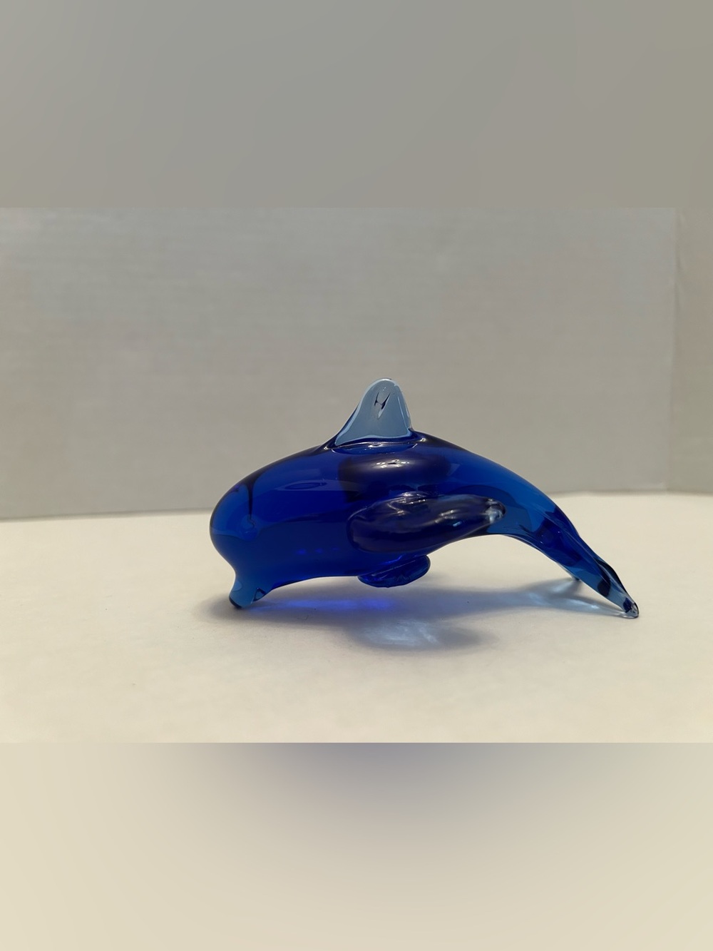 Blue Glass Dolphin Figurine - Decorative Home Accent